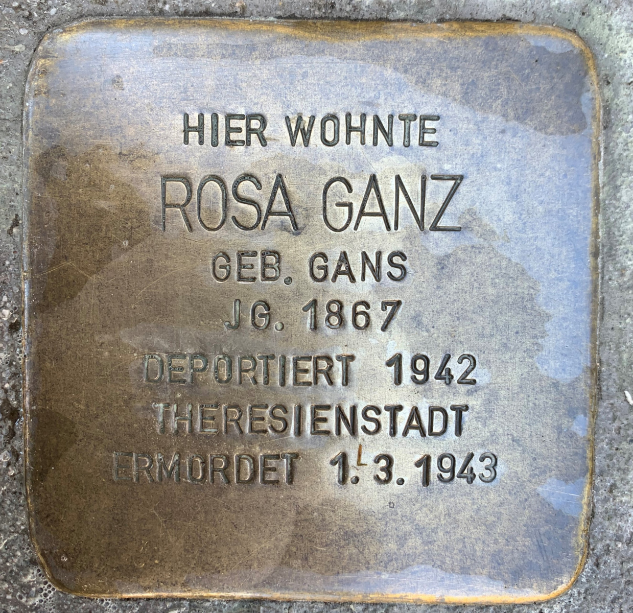 Stolperstein für Rosa Ganz, geb. Gans